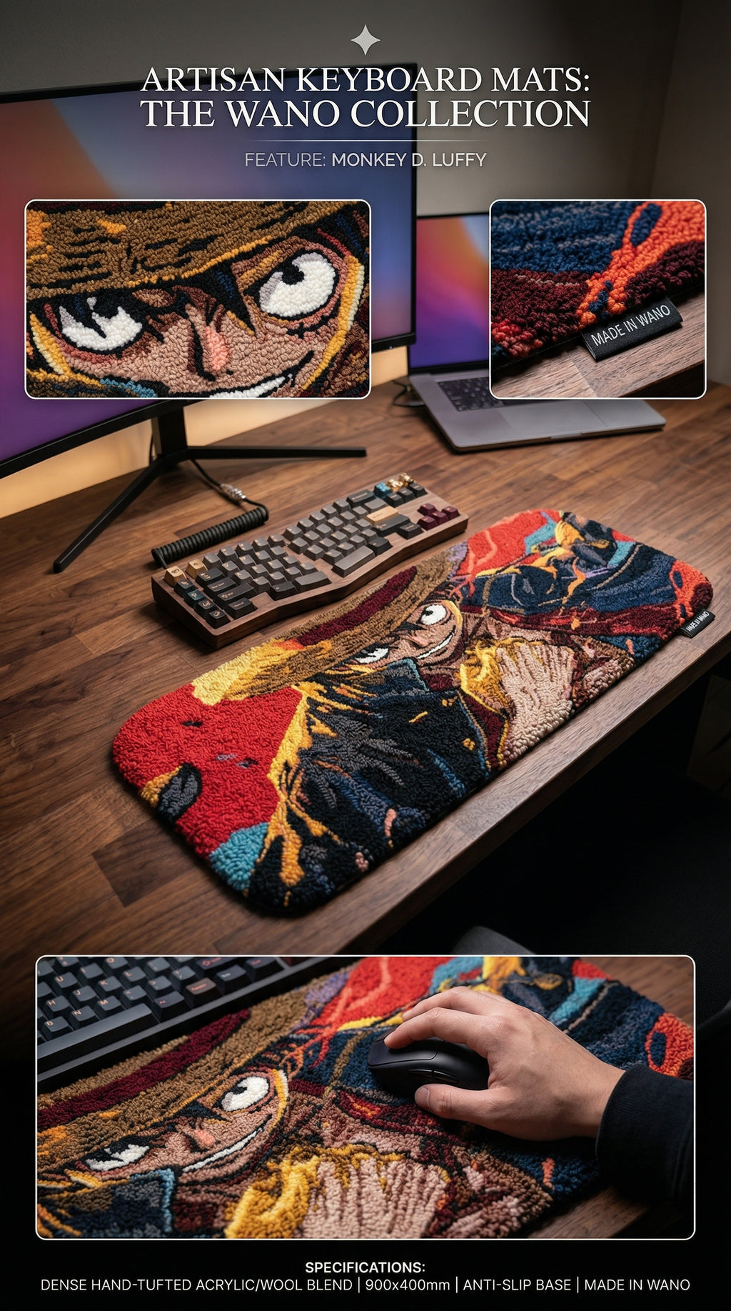 Luffy Emperor Keyboard Mat